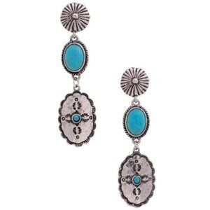 Elegance Vibrant Turquoise Oval Dangle Earrings For Women